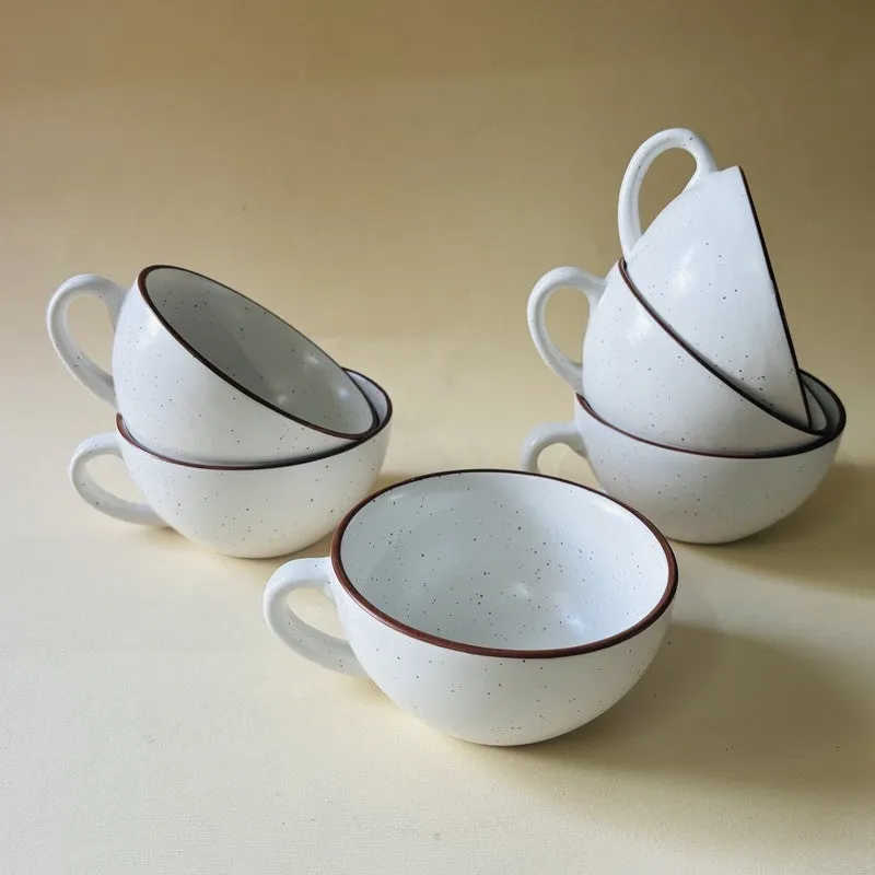 Ceramic Tea Cups (White,240 mL Each) - Set Of Six media 6