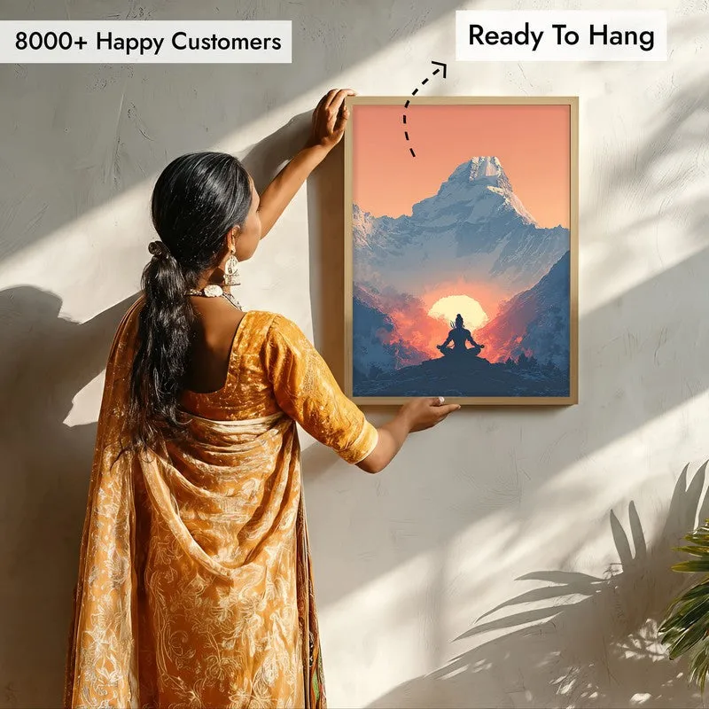 Mahadev Meditating Blissful III Wall art - Natural Brown Frame media 7