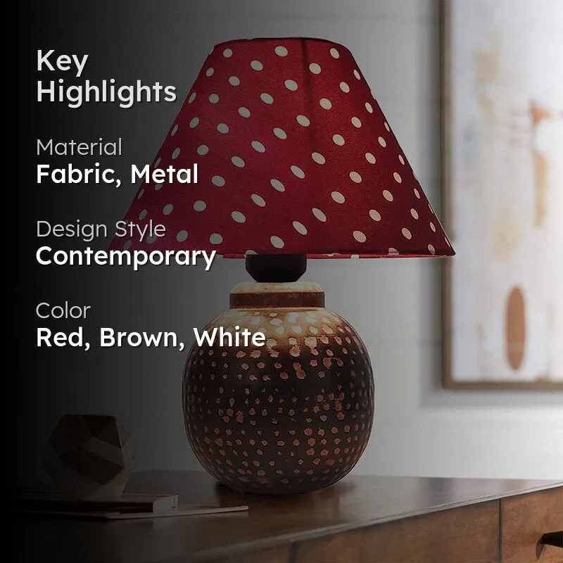 Scarlet Polka Metal Fabric Table Lamp - Red,Brown,White media 2