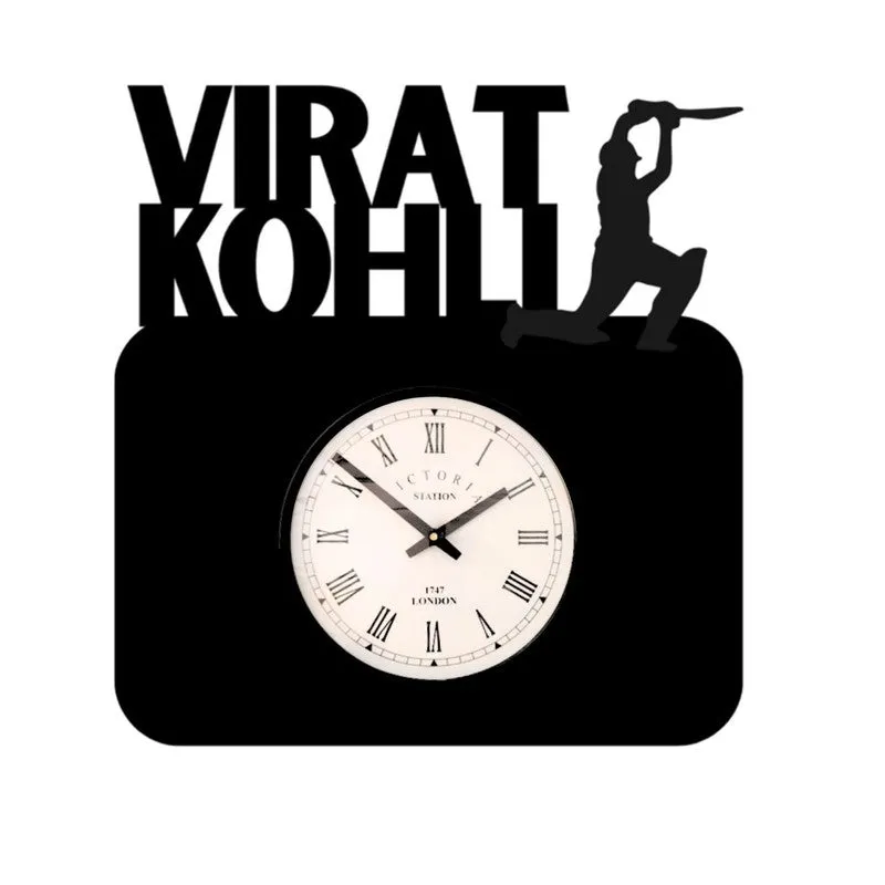 Virat Kohli Steel Analog Wall Clock - Black media 4