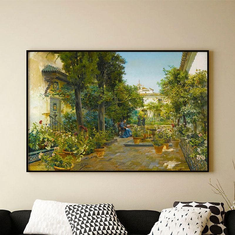 Garden In Seville Wall Painting - Black Frame