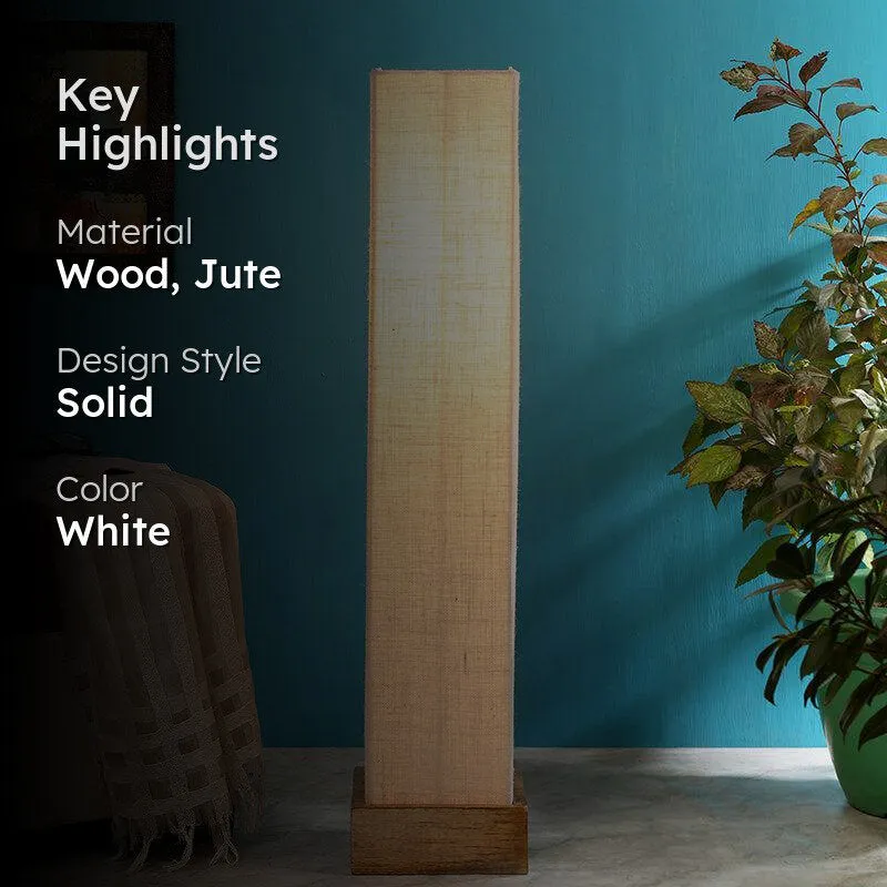 Aamiya Wooden Tower Floor Lamp With Jute Shade  - White media 2