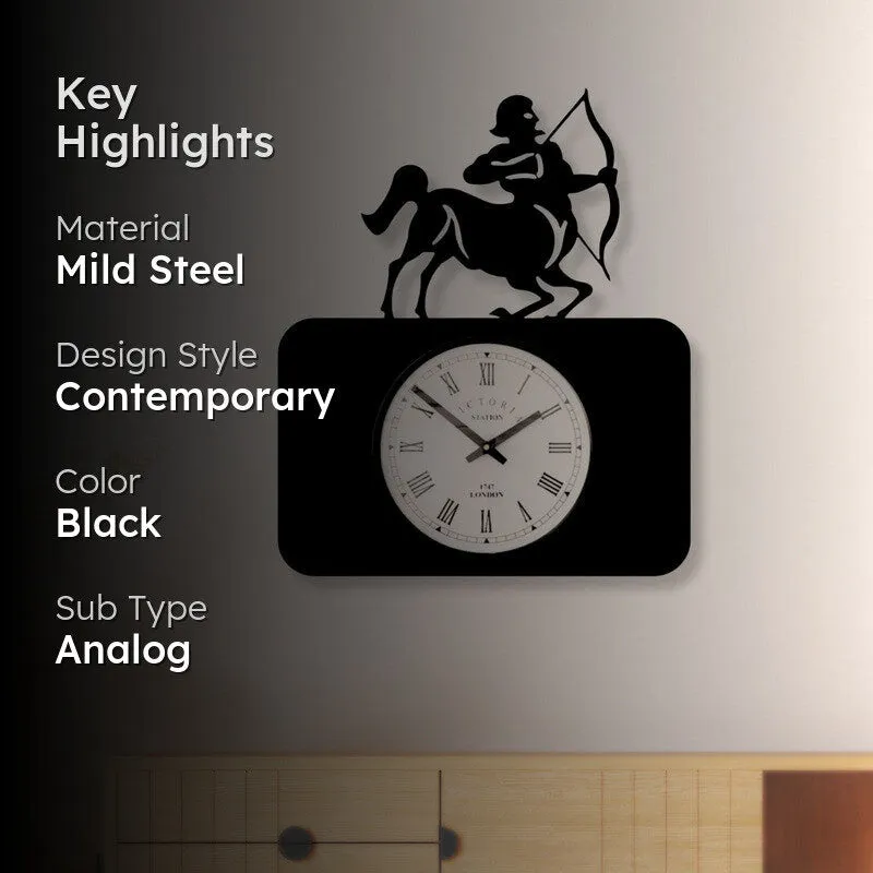 Saggitarius Steel Analog Wall Clock - Black media 2