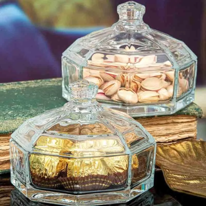 Retro Storage Glass Bowl with Lid (280 mL Each)- Set of Two media 1