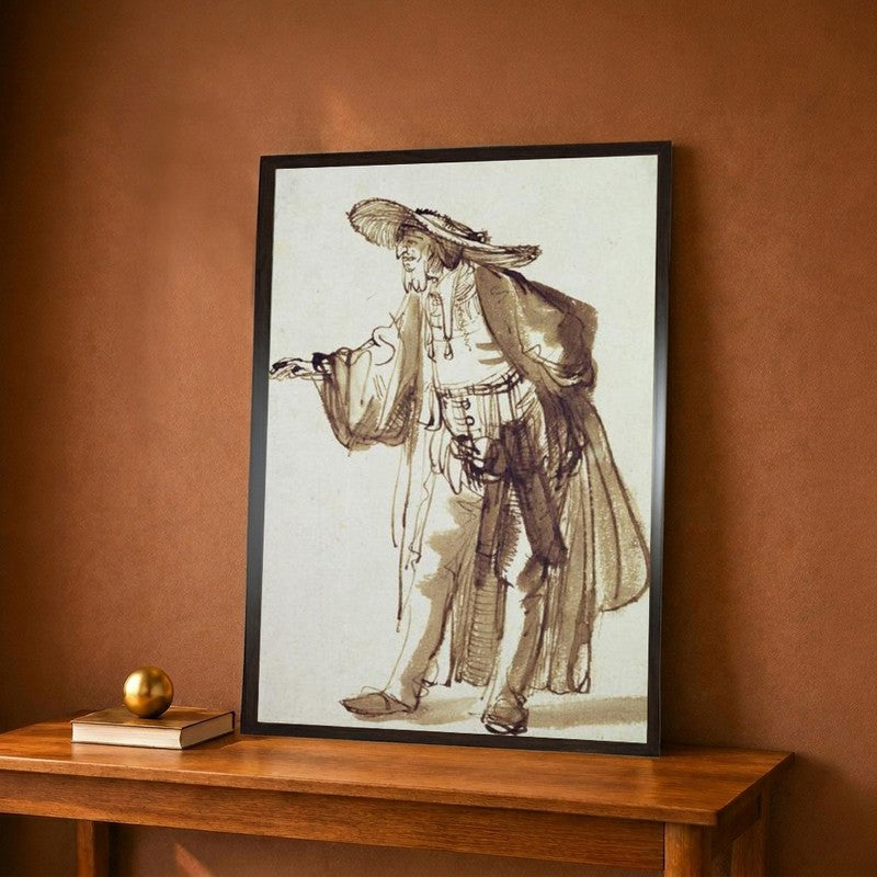 Actor with a Broad-Rimmed Hat Canvas Wall Painting - 12 x 18 Inches