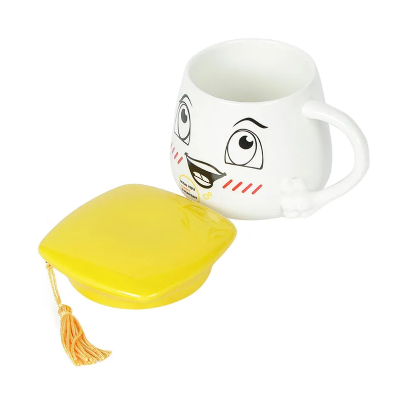 Graduation Cap Happy Mug With Lid (400 mL) - Yellow media 5