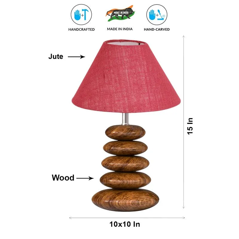 Lexora Jute Table Lamp With Wooden Base - Pink media 7