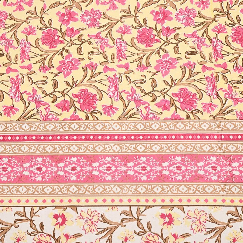 Snuglyn Floral Cotton Bedsheet (Pink & Yellow) - 240 TC media 7