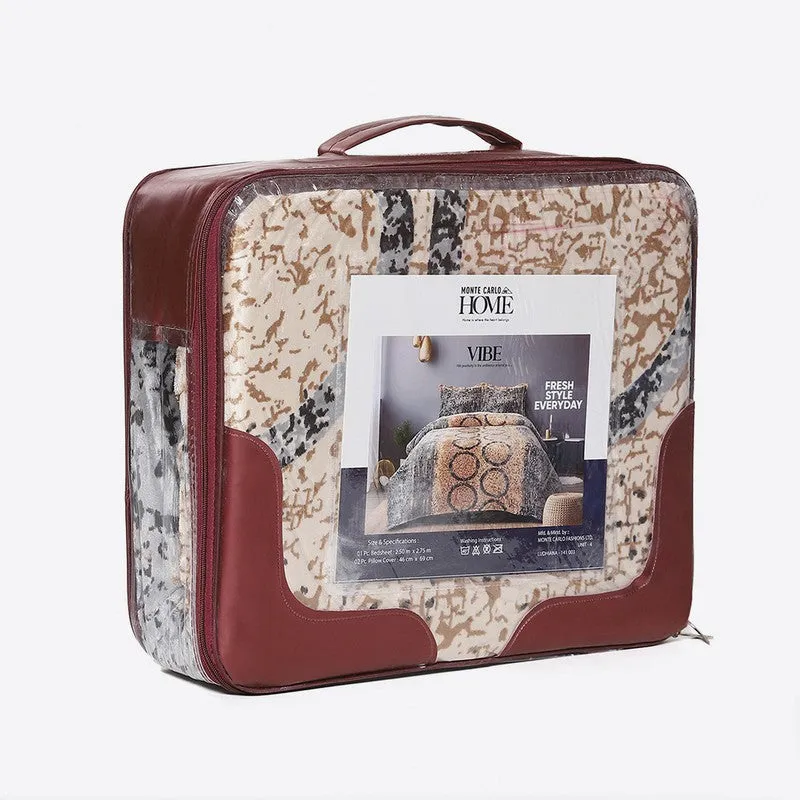 Monte Carlo Pattern Nest Bedsheet (Grey,Beige) - 280 GSM media 6