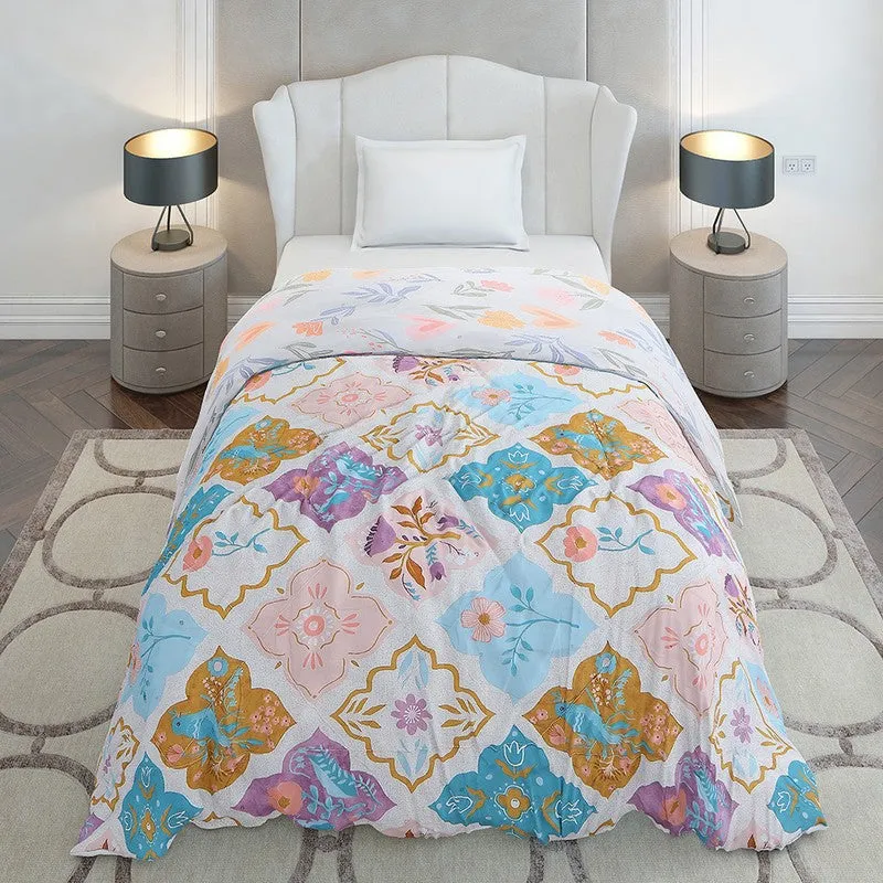 Monte Carlo Velbloom Floral Polyester Reversible Comforter (Light Blue) - 120 GSM media 5