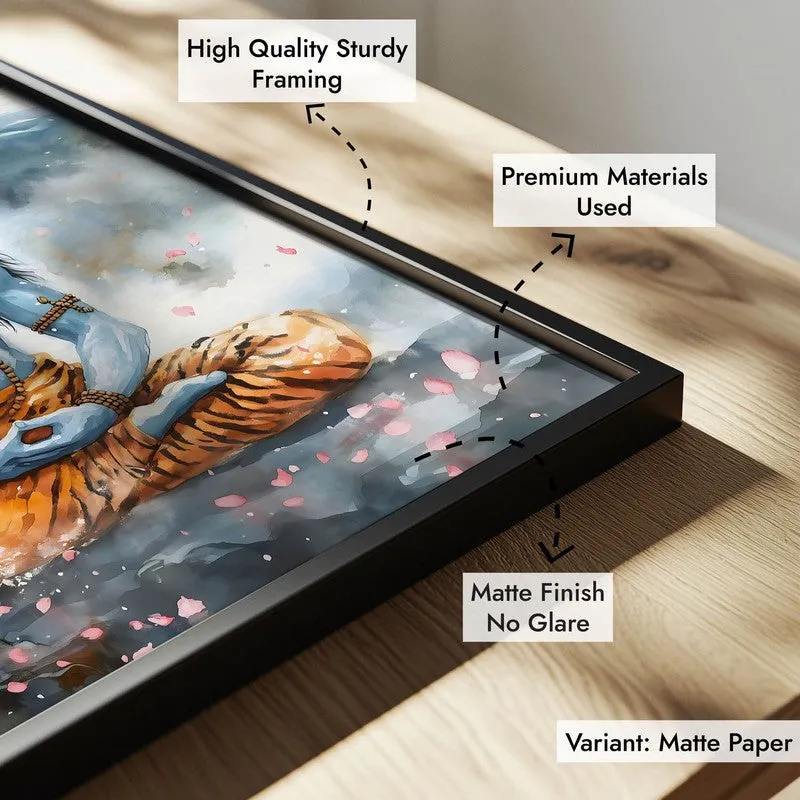 Rudra Mahayogi Spiritual Archival Paper Wall Painting With Frame - Black media 7