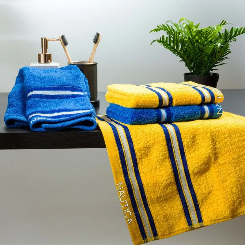 Nautica Dove Dual Down Cotton Hand Towel (Yellow & Blue) - Set Of Four media 3