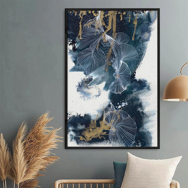 Arctic Drips Abstract Wall Painting With Frame