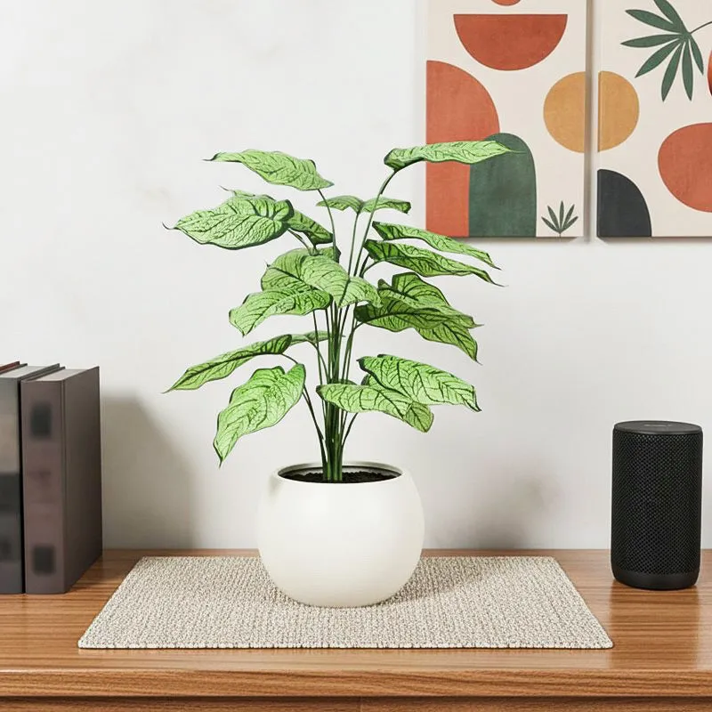 Faux Silk Plant With Black Plastic Pot - 2.13 ft media 1