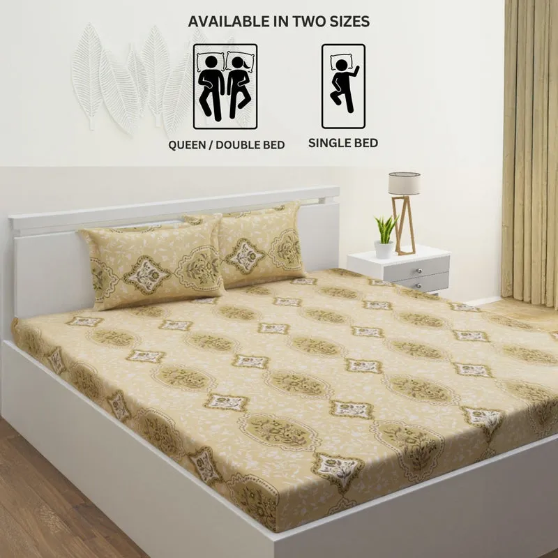 Serene Sleep Cotton Bedsheet (Beige) - 144 TC media 10