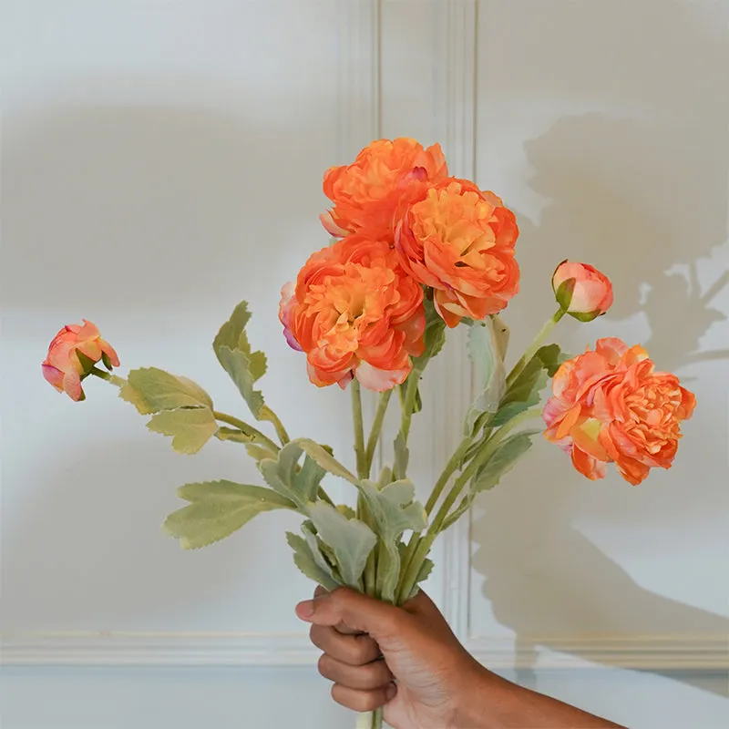 Faux Orange Peony Flower Stick (20 CM) - Set Of Two media 3