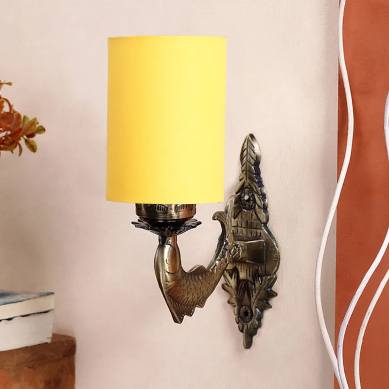Ziada Stiva Cylindrical Fabric & Metal Wall Lamp - Yellow media 3