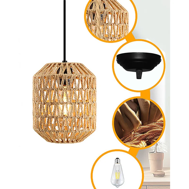 Casa Cane Oval Raffia Ceiling Lamp - Beige media 4