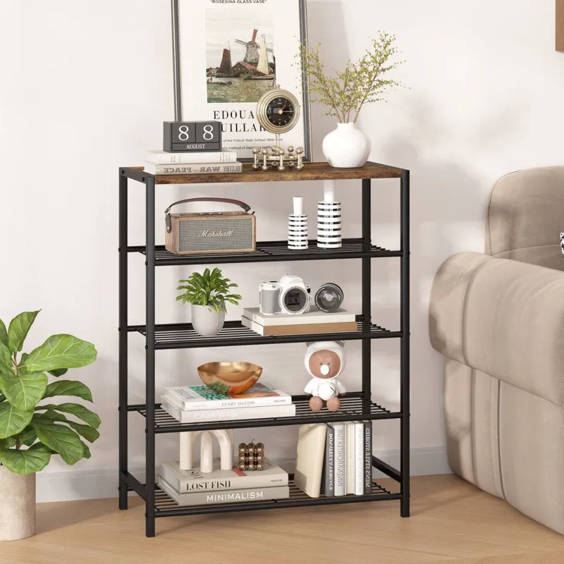 Strong Metal Shoe Rack - Black,Brown media 3