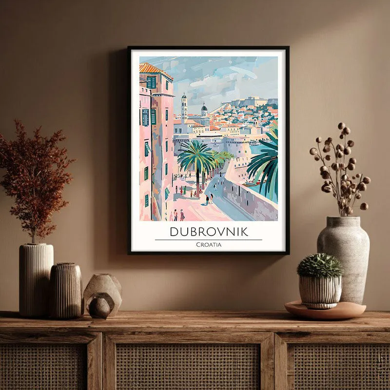Vintage Dubrovnik Framed Canvas Wall Painting media 3