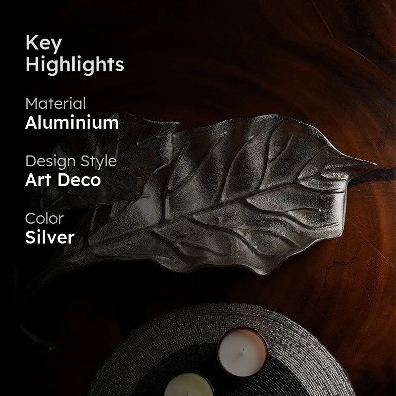 Fiddle Leaf Aluminum Metal Platter - Silver media 2