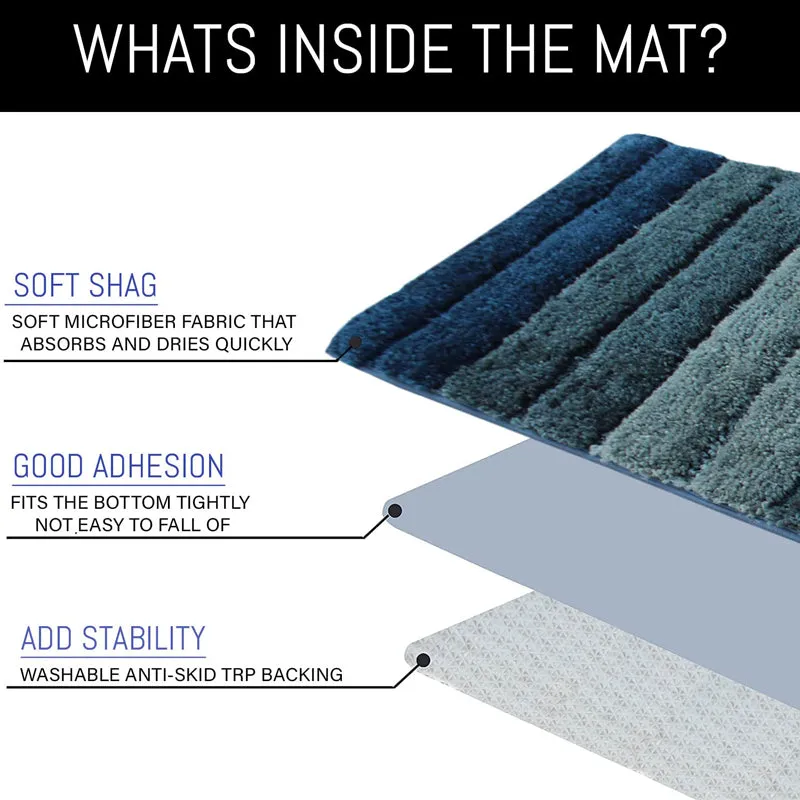Line Luxe Micro Fiber Bath Mat - Blue, Green media 4