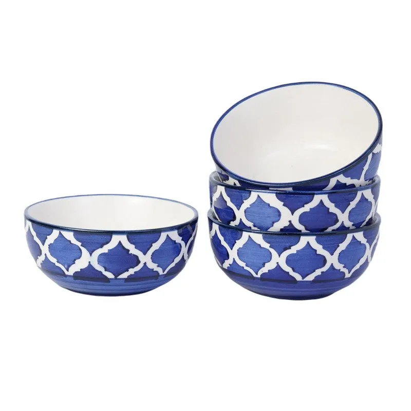 Biteza Ceramic Snack Bowls (Blue , 180 mL Each) - Set Of Four media 4