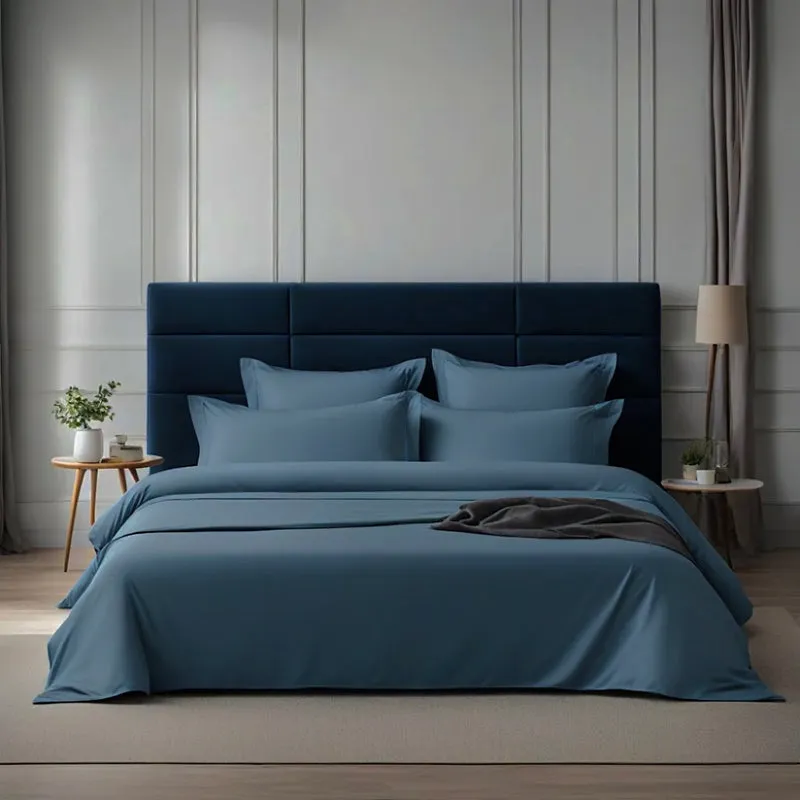 Plusherie Solid Cotton Bedsheet (Smokey Blue ) - 600 TC media 5