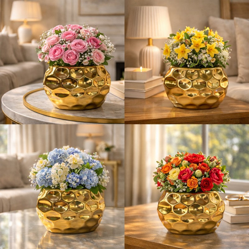 Pureva Ceramic Vase - Gold media 6