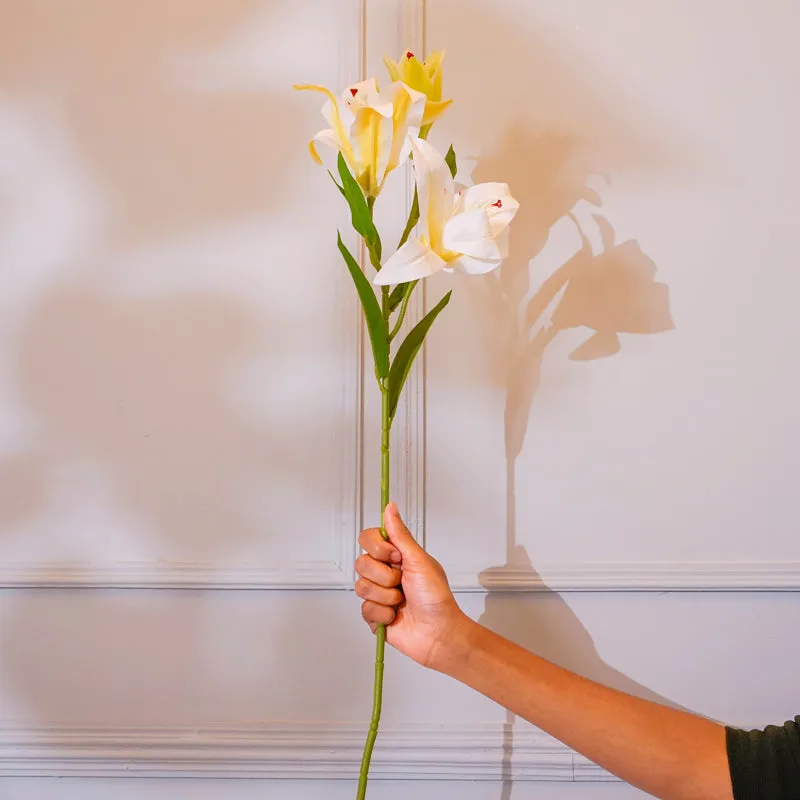 Faux Orienpet Lily Flower Stick (Cream) - 24 CM media 1