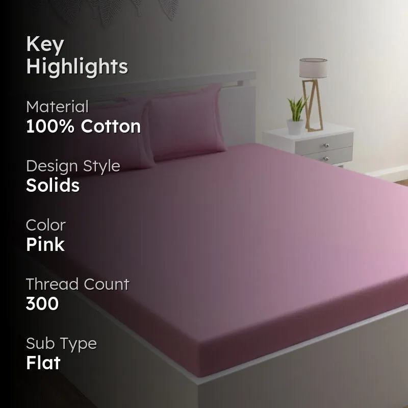 Yana Solid Cotton Bedsheet (Light Pink) - 300 TC media 2