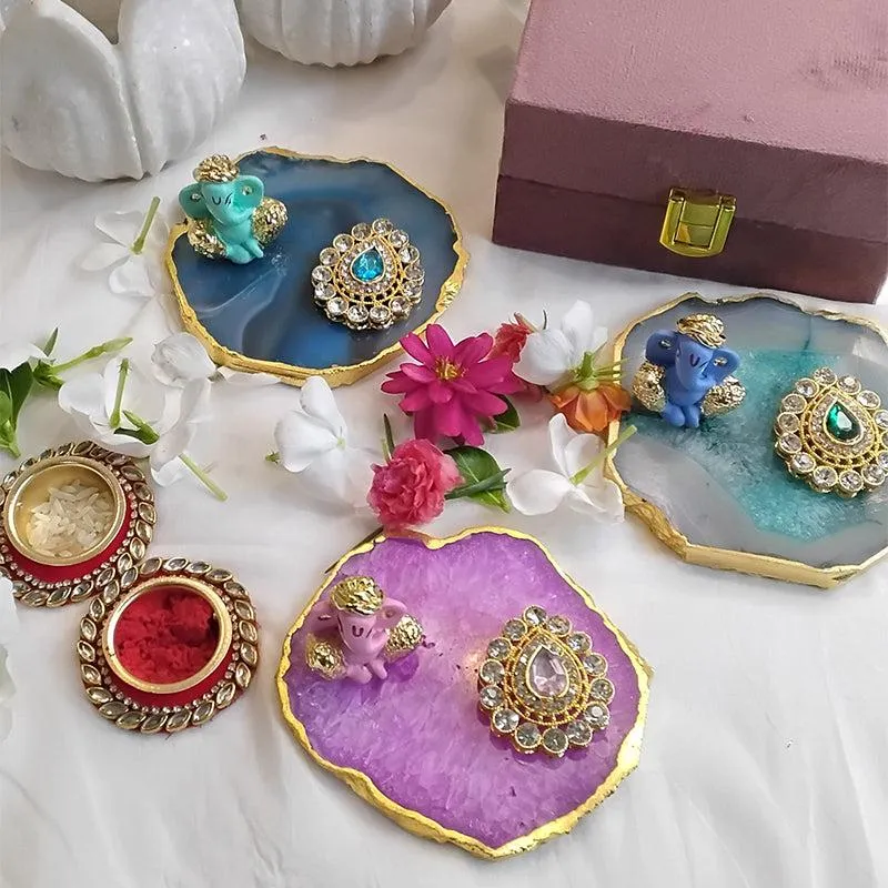 Ganpathi Festive Agate Showpiece - Turquoise media 1