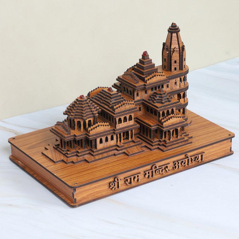 Divine Teal Wood Ram Mandir Showpiece media 7