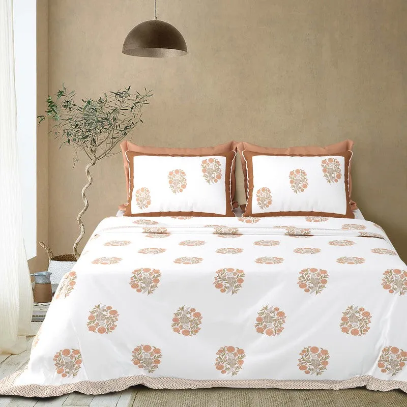 Royal Rang Cotton Bedsheet (Brown,White) - 120 TC media 3