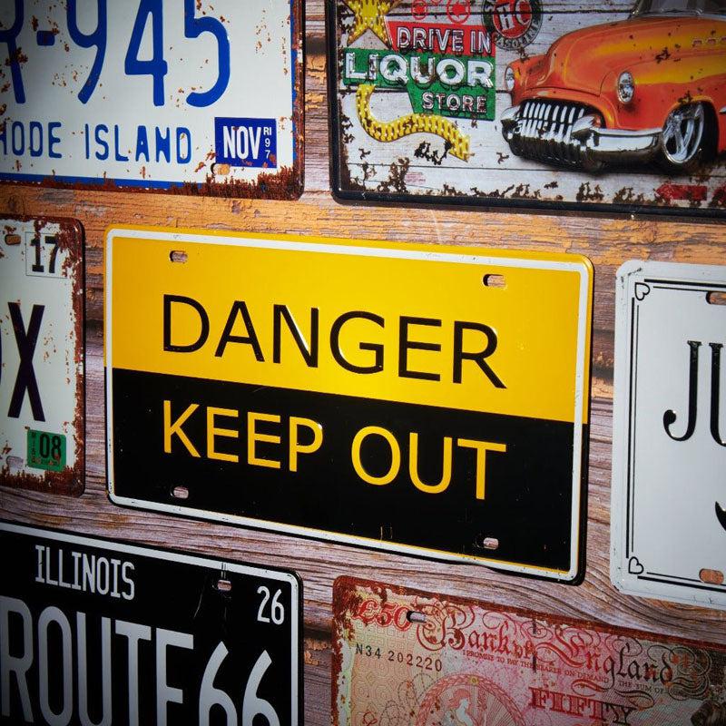 Danger Keep Out Yellow Sign Plate Metal Wall Accent media 4