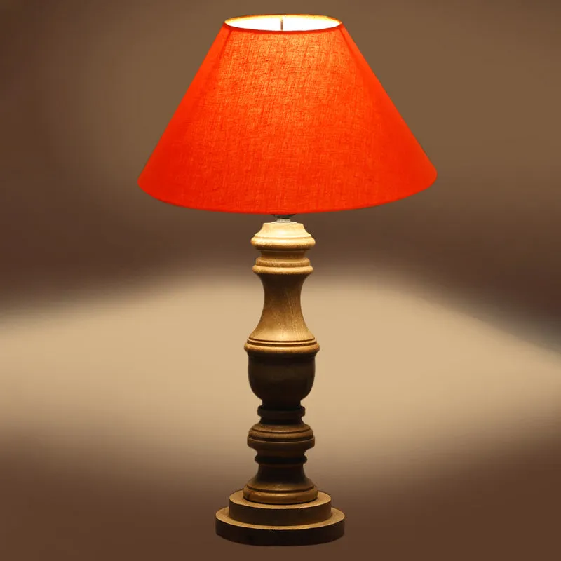 Cotin II Carve Wooden Table Lamp - Orange,Brown media 5
