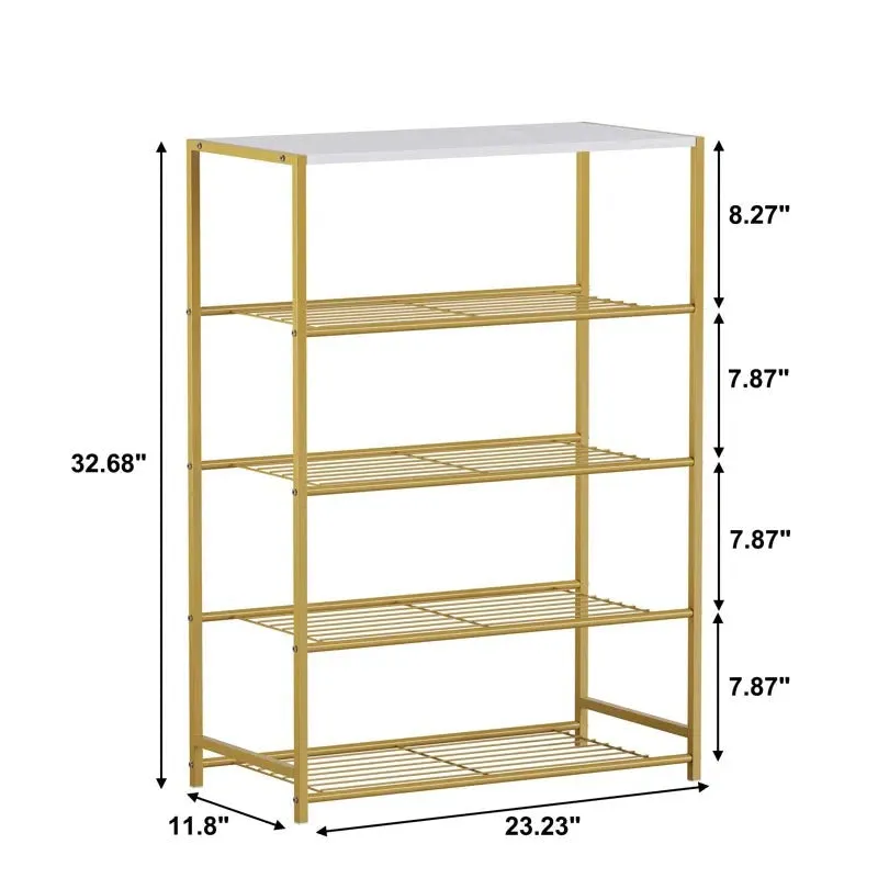 Utility Metal Shoe Rack - Gold media 6