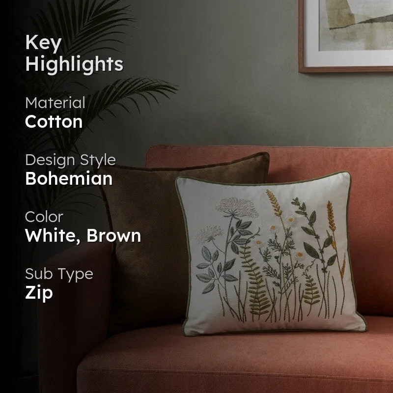Fresh Printed Cotton Cushion Cover (Brown) - Set of Two - 2