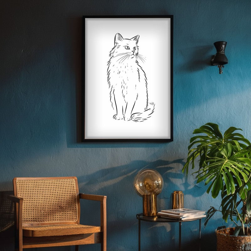 Cat Sketch Archival Canvas Wall Art - Black Frame media 4