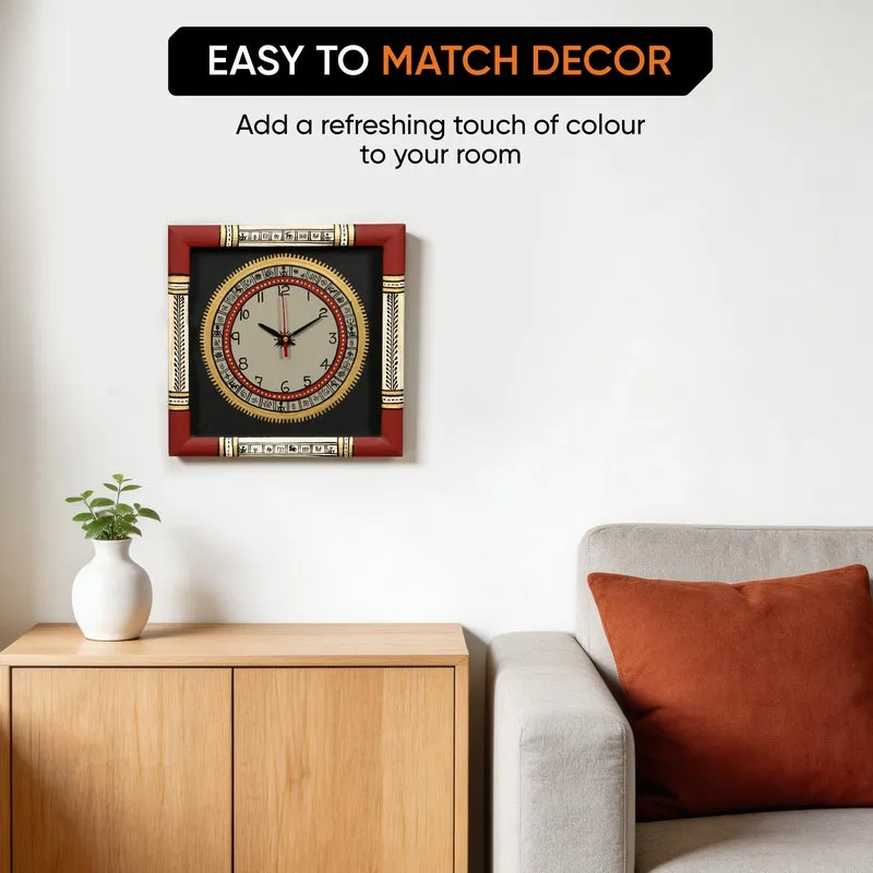Imeya Warli Tribal Wooden Wall Clock media 5