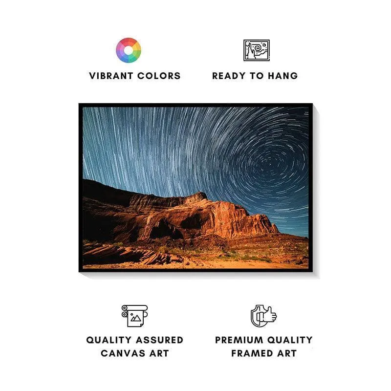 Swirling Stars In the Night Canvas Wall Painting - Black Frame media 4