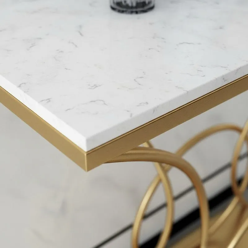 Artistic Curved Metal Console Table with Marble Top - Small media 3