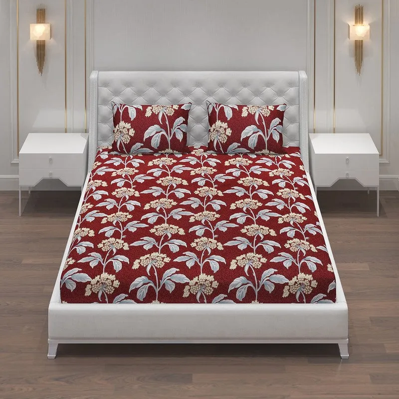 Monte Carlo Flow Garden Bedsheet (Maroon) - 120 GSM media 4