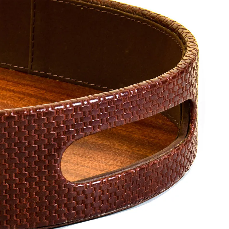 Tishue Faux Leather Serving Tray (Brown) - Set Of Two media 8