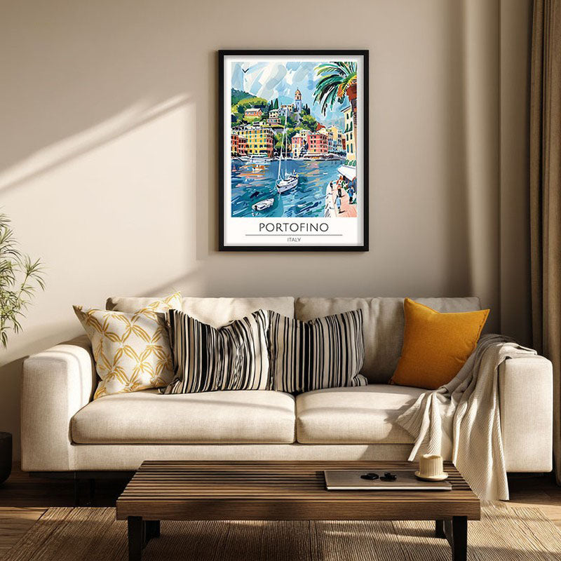 Vintage Portofino Framed Canvas Wall Painting