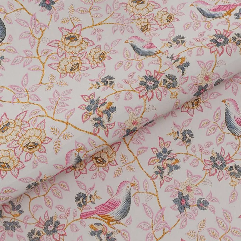 Radhika Printed Cotton Bedsheet (Pink) - 240 TC media 5