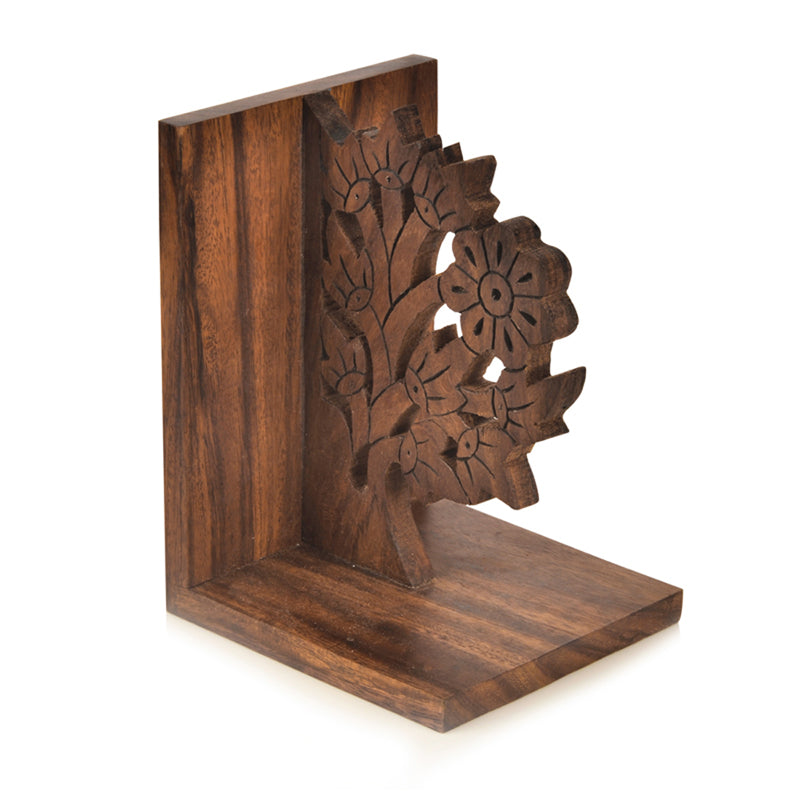 The Story Grove Handcarved Sheesham Wood Book End - Set Of Two media 5