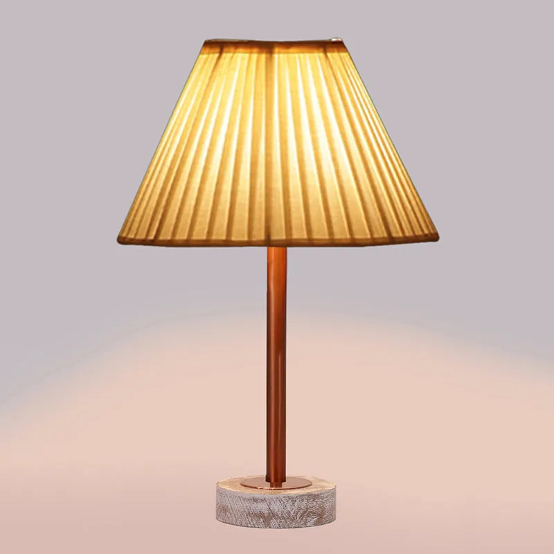 Pleatra Rodin Wooden Table Lamp - White,Copper,White media 5