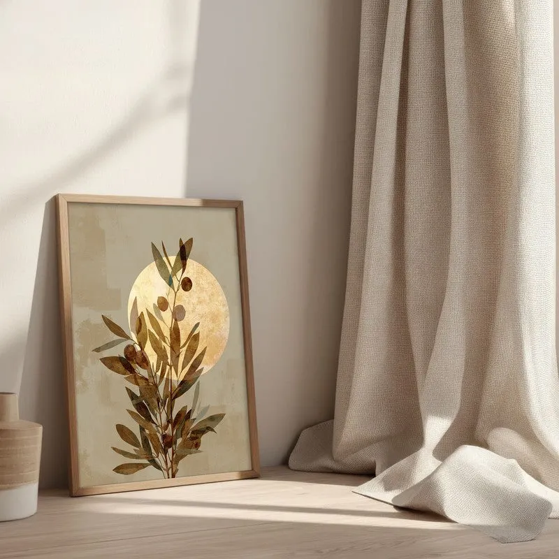 Moonlit Botanicals Archival Paper Wall Painting With Brown Frame media 3