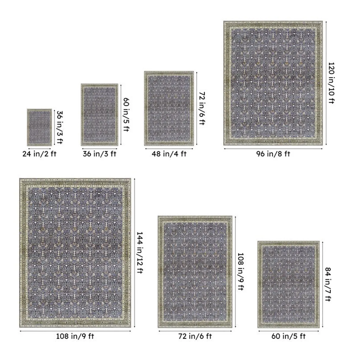 Sadie Ethnic Carpet - Navy Blue - 12